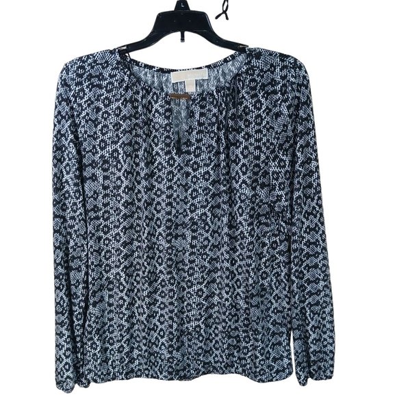 MICHAEL KORS WOMENS MEDIUM ANIMAL SNAKE SKIN PRINT BLUSE - Picture 1 of 11